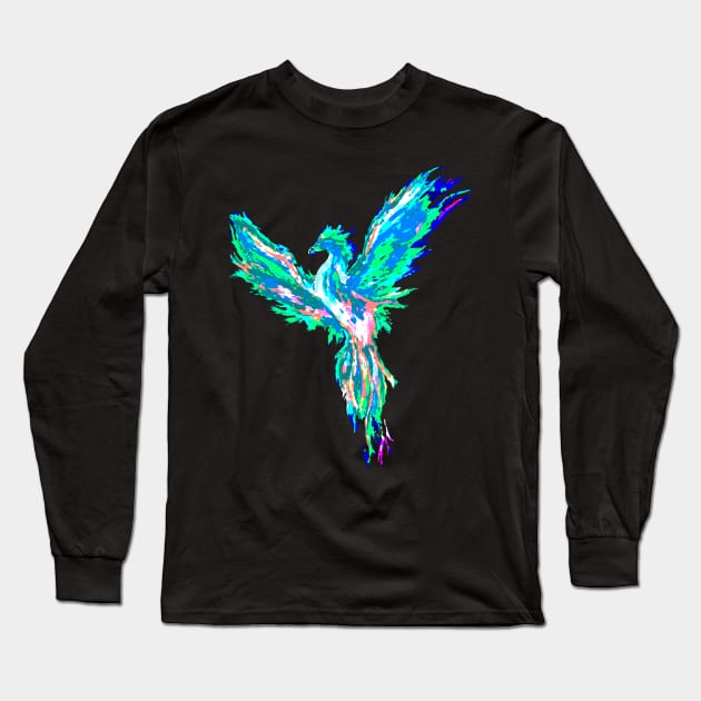 colourful blue phoenix Long Sleeve T-Shirt by Trashfox